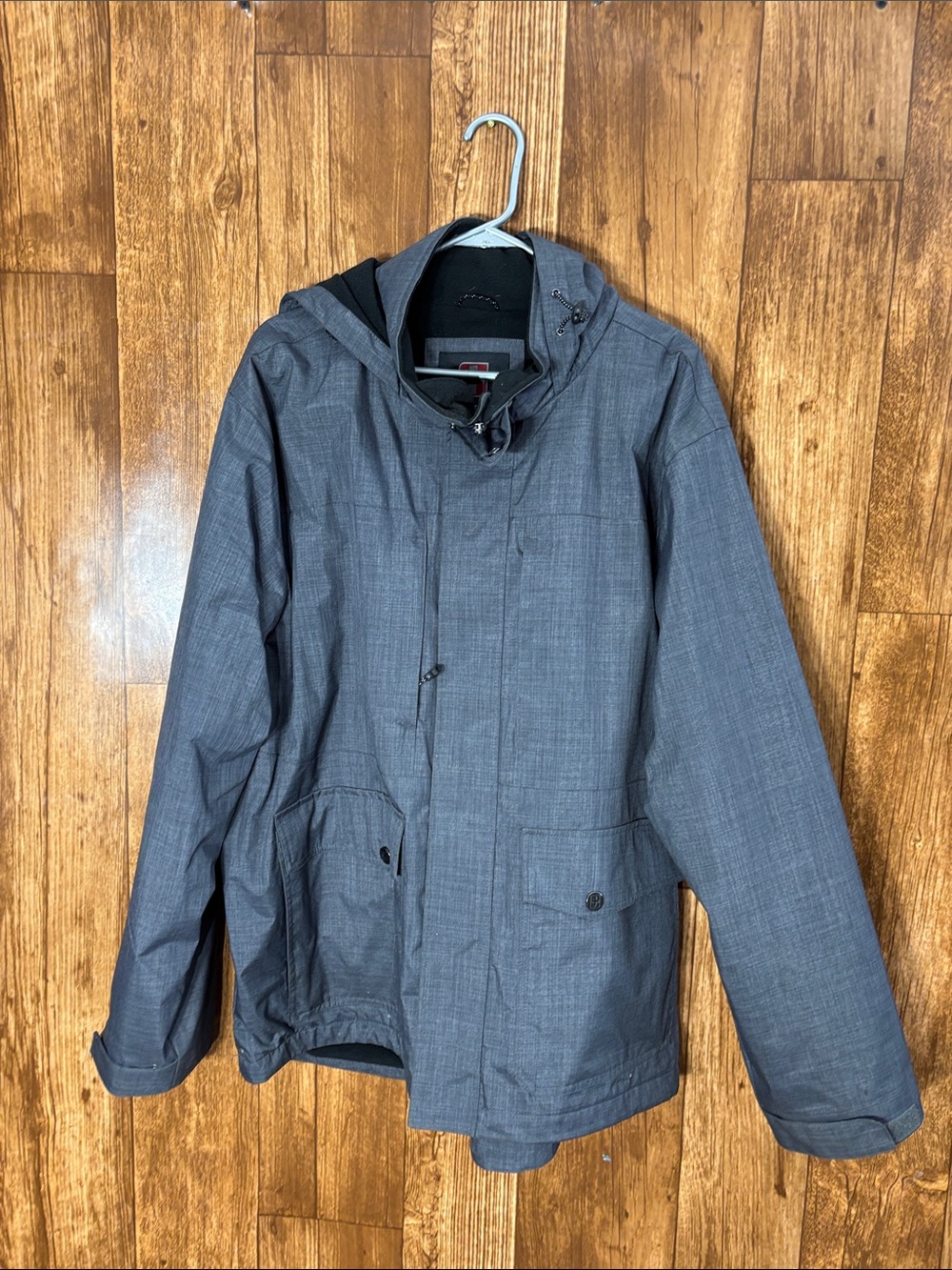 Swiss Tech Men's Hooded Raincoat - Charcoal Gray